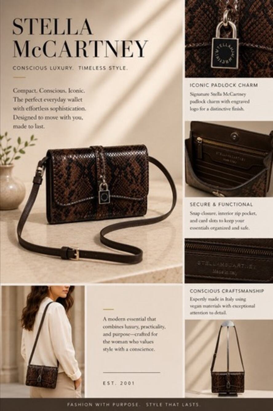 Stella McCartney Ryder Faux Snakeskin Crossbody Clutch*NEW with Tags $975 Retail